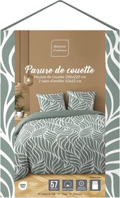 Lenjerie de pat verde din bumbac pentru pat dublu/extinsă cu 3 piese 240x220 cm Morgane – douceur d'intérieur