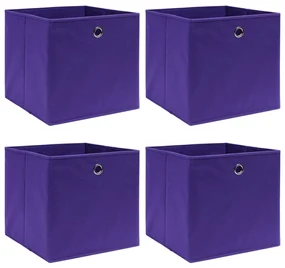vidaXL Cutii de depozitare, 4 buc., violet, 32x32x32 cm, textil