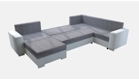 Colțar tapițat extensibil reversibil în U YORK, alb/gri