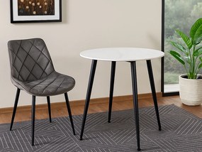 Masa rotunda de dining RION 90 cm cu blat din ceramica, marmura alba