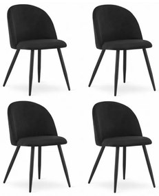 Scaun Bucatarie Si Dining BELLO Catifea Negru /Picioare Negre x 4 Buc