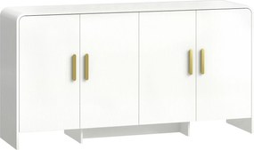 HOMCOM Bufet de Bucătărie cu 4 Rafturi 4 Uși cu Închidere Silențioasă Mobilier pentru TV pentru Televizoare de 182,88 cm 152x40x80 cm Alb | Aosom Romania