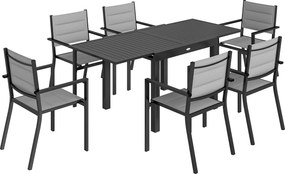 Outsunny masă pentru grădină cu scaune, set masă și scaune pentru grădină, masă și scaune pentru exterior, set de dining pentru grădină, masă extensibilă pentru exterior, set masă și scaune din aluminiu | Aosom Romania