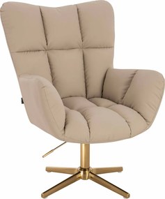 HR650CROSS Scaun Crem Piele Ecologica Premium Soft cu Bază Aurie