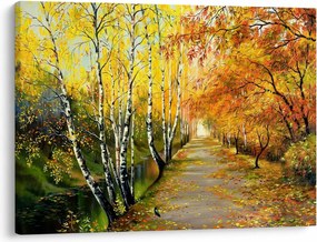 Tablou - Alee romantică de-a lungul apei, pictură în ulei (70x50 cm)