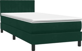 vidaXL Pat box spring cu saltea, verde închis, 80x220 cm, catifea