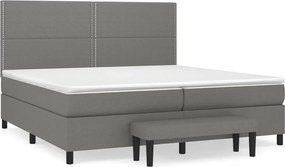 vidaXL Pat box spring cu saltea, gri închis, 200x200 cm, textil