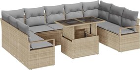 vidaXL Set de canapele pentru grădină 10 pcs Bej Rattan poli