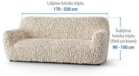 Huse bielastice VELVET bej fotoliu triplu (l. 170 - 220 cm)