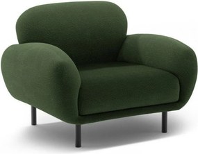 Fotoliu verde cu tapițerie din țesătură bouclé Poppy – Micadoni