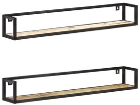 vidaXL Rafturi de perete, 2 buc., 120 cm, lemn masiv reciclat