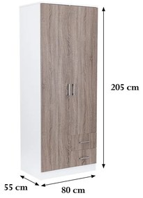 Dulap Miami 80x205 cm stejar York-alb