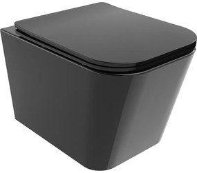 Mexen Teo vas de toaletă Rimless cu capac slim cu închidere lentă , duroplast, Neagră - 30854070