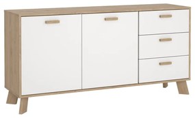 Comodă albă-în culoare naturală cu aspect de lemn de stejar 147x73x39 cm Ikast – Tvilum