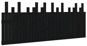 824782 vidaXL Tăblie de pat pentru perete, negru, 204x3x80 cm, lemn masiv pin