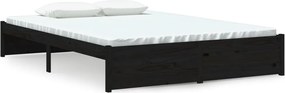vidaXL Cadru de pat, negru, 140x190 cm, lemn masiv