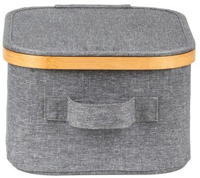 Cutie de depozitare G21 24 x 30 x 15 cm, dinbambus cu capac, gri