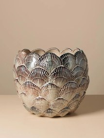 Vaza decorativa, bej, din ceramica, Pecten