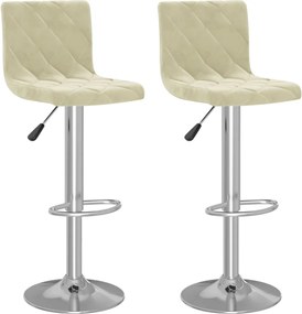 vidaXL Scaune de bar, 2 buc., crem, catifea