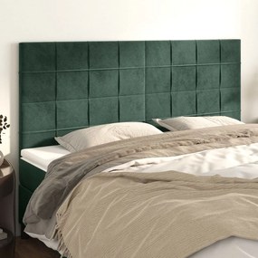 3116401 vidaXL Tăblii de pat, 4 buc, verde închis, 100x5x78/88 cm, catifea