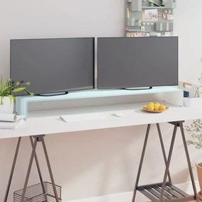 244149 vidaXL Stand TV/Suport monitor, sticlă, alb, 120x30x13 cm