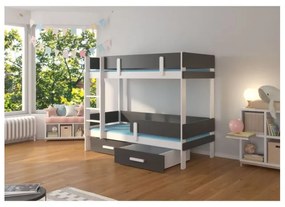 Pat Dormitor Dublu Cu Saltea ETIONA Gri/Alb 90x200cm