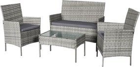 Set 4 piese din ratan, pentru grădină, gri, RATANA