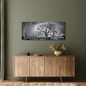 Tablou cu sat alb negru (120x50 cm)