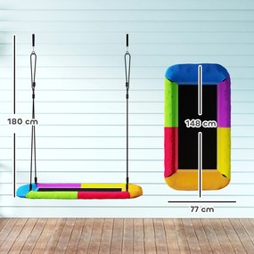 AIYAPLAY Leagăn-nid reglabil pe înălțime, leagăn suspendat până la 300kg cu corzi reglabile pentru 3-8 ani 148x77x180 cm, multicolor | Aosom Romania