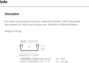 Set de 4 Jardiniere plante design decorativ exterior/interior CONIC JARDINIERE POT 60x20x17cm