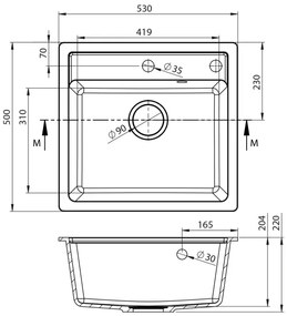 Sapho - Chiuvetă de bucătărie 53x50 cm granit/bej