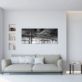 Tablou - Podul Benjamin Franklin, Philadelphia, alb-negru (120x50 cm)