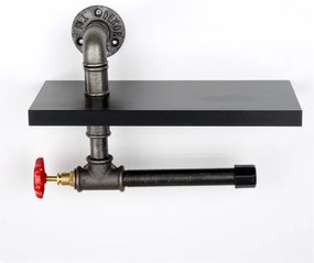 Suport de hârtie igienică cu raft BORU negru