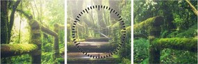 Tablou - trepte din lemn în pădure (cu ceas) (90x30 cm)