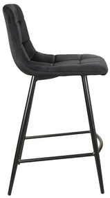 Scaun de bar MILA VELVET negru cu picioare negre