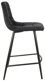 Scaun de bar MILA VELVET negru cu picioare negre