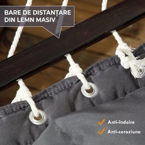 Outsunny Hamac de Grădină Portabil cu Structură, Pernă Integrată și Corzi de Siguranță, 368x93x110 cm, Gri Închis | Aosom Romania