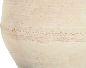 Ghiveci decorativ din teracotă artizanală, finisaj craft brut alb-crem, 52×52×60 cm, „Jerba"