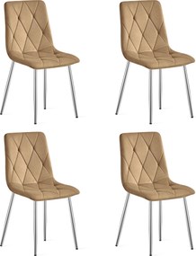 Set 4 Scaune Bucatarie/Dining Fido, Picioare Cromate, Catifea Maro