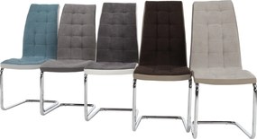 Scaun bucătărie, material textil maro/piele ecologică bej/crom, SALOMA NEW