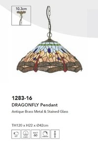 Lustra suspendata cu sticla tiffany Dragonfly
