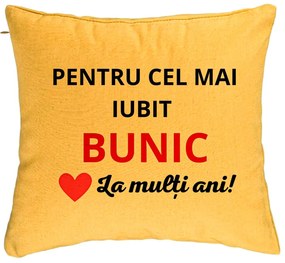 Perna Decorativa pentru Bunicul 3, 40x40 cm, Galben, Husa Detasabila, Burduf