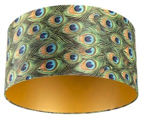 Abajur din catifea cu design de păun 50/50/25 cu interior auriu