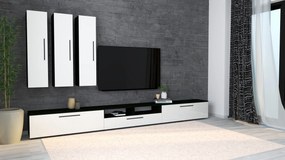 Living haaus Haga V7, Alb Lucios/Negru, MDF, L 360 cm