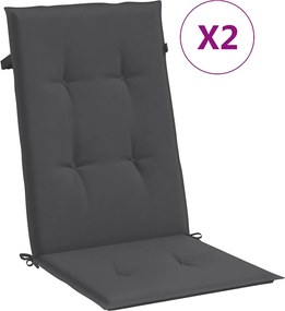 vidaXL Perne scaun cu spătar înalt, 2 buc. antracit 120x50x4 cm textil