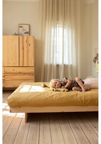 Pat în culoare naturală din lemn masiv de pin cu somieră 120x200 cm Kanso – Karup Design
