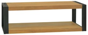 Dulap de baie suspendat, 110x45x35 cm, lemn masiv de tec Maro si negru, 110 x 45 x 35 cm, 1