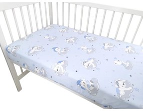 Cearceaf cu elastic pentru patut 140X70 cm din bumbac teddy bears on clouds blue