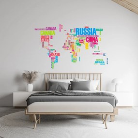 Autocolant de perete "Harta lumii 2 - colorată" 74x122cm