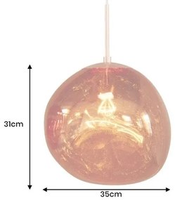 Lustra, Pendul modern cu glob sticla cupru LIQUID DIAMOND 35cm